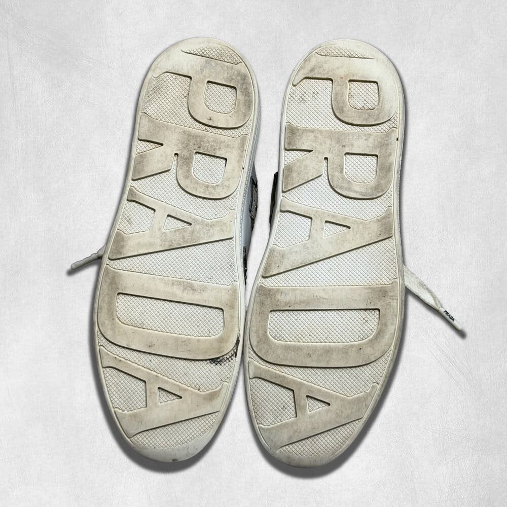 7W US (37) | Prada Robot Heart Patches White Leather Sneaker - Picture 9 of 10